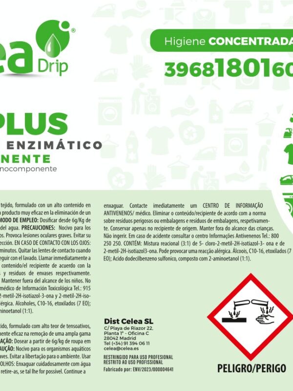 Celea Drip Enzi Plus-Detergente enzimatico ultra concdo.